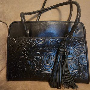 Pat Nash Large Paris Black Satchel with Tassels